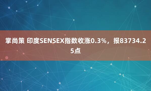 掌尚策 印度SENSEX指数收涨0.3%，报83734.25点