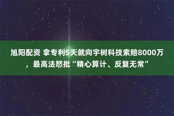 旭阳配资 拿专利5天就向宇树科技索赔8000万,最高法怒批“精心算计、反复无常”